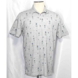 Travis Mathew Pineapple Cocktail Print Tri‎ Blend Polo Shirt Mens Size Large